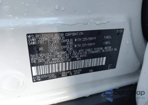 2022 Toyota Venza Xle z USA, uszkodzony, nr VIN JTEAAAAH5NJ092540